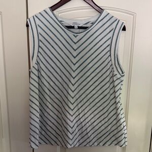 Liverpool Chevron Striped Tank Top in Blue and White